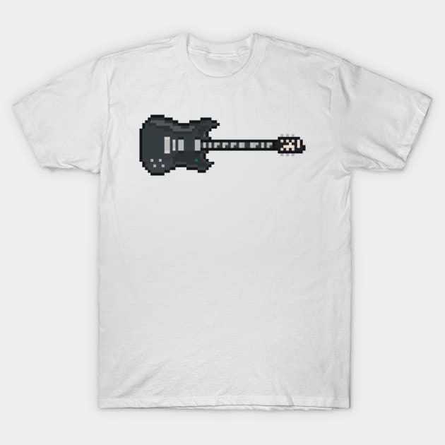 Pixel Black Foo Guitar T-Shirt by gkillerb